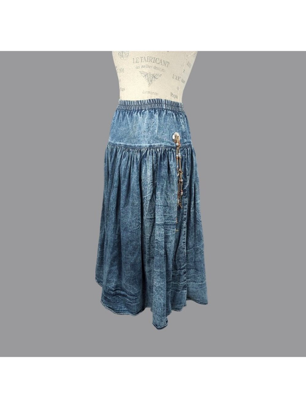 Vintage Native Western Denim Maxi Skirt X Small J West